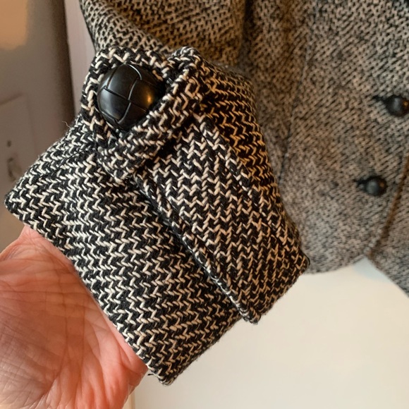 Ci Sono tweed cropped wool Black, white, gray button jacket heavy blazer. Large - Picture 4 of 9